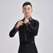 【川澤百貨】歡舞閣新款摩登舞服男士上衣彈力衫國標舞練功服拉丁舞衣跳舞長袖