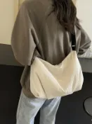 喜挖2店 帆布大容量單肩包男女通用學生上課包夏新款休閒慵懶斜後背包餃子包