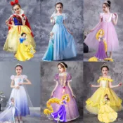 下殺【新品熱銷折扣】 迪士尼女寶寶白雪公主裙女童愛洛睡美人小孩的公主蓬蓬裙子禮服 兒童公主服迪士尼公主服