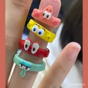 🔥台灣熱賣🔥戒指 戒子 搞怪戒指 海綿寶寶戒指 章魚哥戒指 新款海綿寶寶朋友戒指係列派大星章魚哥戒指可愛搞怪精緻簡約時尚