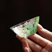 （臺現）梵汝 漫花耐熱玻璃茶杯品茗杯原創高硼硅聞香杯高顏值喝茶杯子