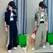 【秋季新品】秋季套裝 女童套裝女童秋裝2025新款時髦洋氣中大童韓版休閒街舞套裝網紅外穿運動服兩件套 兒童套裝 女童衣服