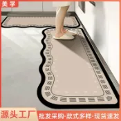 全球選品1館 生活百貨 廚房地墊印花吸水墊子家用小波浪簡約地墊速乾可裁剪吸水用地鋪墊