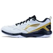 (店+)【LI-NING 李寧】LiNing李寧 疾風lite 舒適百搭 防滑耐磨 低幫 羽毛球鞋 男女同款 白金黑 AYTU025-3 男鞋 男運動鞋 女鞋 女運動鞋 羽球鞋