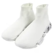 【DOKODEMO】成色極佳的BALENCIAGA Speed 2.0 全透明鞋底塗鴉設計襪套式運動鞋，高幫，白色，25碼，配有鞋盒和防塵袋，意大利製造，正品男鞋