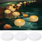 1/3 件 LED 浮動水感應蠟燭 - 用於浴缸游泳池花瓶裝飾 - 無焰塑料浮動模擬蠟燭燈 - 防水電池供電茶燈