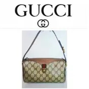 GUCCI 雙G 肩背包 PVC 手拿包 腋下包 (紅配綠) 手提包 真品二手(已售出勿下標)