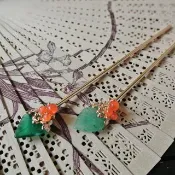 野果髮簪(綠瑪瑙/東陵玉)(暫缺鍍銀款)