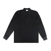 BURBERRY刺繡B字方框LOGO設計純棉長袖POLO衫(男款/黑炭灰)