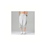 (店+)休閒褲男七分褲冰絲涼感褲慢跑步居家運動短褲大尺碼男裝鬆緊帶多口袋工作褲籃球褲工裝褲吸濕排汗登山褲速乾褲闊腿直筒褲褲子寬褲