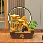 💧桌面流水噴泉招財進寶擺件✨循環水客廳玄關辦公室收銀臺開業禮 風水擺件 開幕 入昔送禮 流水聚寶盆 招財擺飾 新居