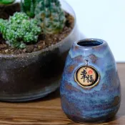 拉坯花瓶配手寫原木掛飾-幸福-獨一無二
