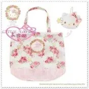 小花花日本精品♥Hello Kitty LAURA ASHLEY 聯名 環保購物袋 手提包 玫瑰42125402 