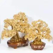 (店+)【御古齋】天然 黃水晶 招財樹 財寶樹 盆栽樹 水晶樹 招財進寶 財源廣進 開業居家店面 風水開運擺件 0505