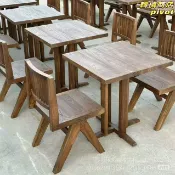 轉機商店 【侘寂風老榆木】茶桌 實木桌 圓桌 咖啡桌 休閒桌 餐桌椅組合 中式風格 民宿酒店專用 陽臺茶几 自然木紋 手工打磨
