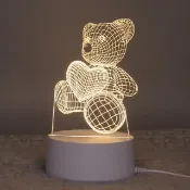 【A-ONE 匯旺】3D立體夜燈 愛心泰迪熊 壓克力 小夜燈 女友禮物 生日禮物燈 情人節 兒童房 LED座 燈座