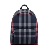 BURBERRY Jeff 經典格紋帆布後背包(深藍)