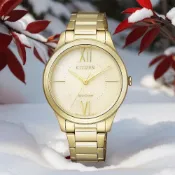CITIZEN 星辰 Eco-Drive 簡約大三針女錶 周年慶獻禮-34mm EM0412-52P