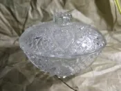 [布列格]早期 老 雕花玻璃碗(含蓋)  c232