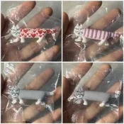 正品全新絕版 海洋堂扭蛋Lisa Larson作品 Mikey條紋貓咪模型擺件