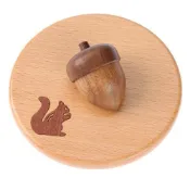 日本製手作橡果杯蓋(山毛櫸) 松鼠🐿️_YUMEKOBO夢工房 手作杯蓋 杯蓋 杯子 馬克杯 木杯蓋