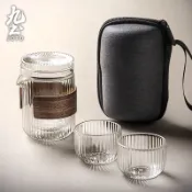 九土旅行便捷一壺兩杯套裝茶具玻璃杯壺組合國內外旅行茶具功夫茶具創意防燙公杯日式手工杯壺懶人茶具組茶具旅行裝TZR0103
