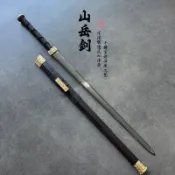 玉鐘山劍、龍泉劍、如意漢劍、八角漢劍、宮廷寶劍、長劍、硬劍、古劍，銅配件手工製作，黑檀木材質，一體鍛造，100節，適合收