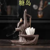 佛手蓮花香爐檀香塔香紫砂香薰爐工藝品創意擺件室內倒流香爐