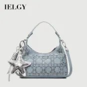 IELGY 女士手提包牛仔布單肩腋下餃子包