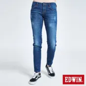 EDWIN 女款 MISS EDGE 紅線窄管牛仔褲(中古藍)