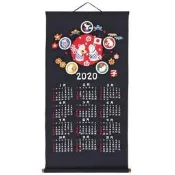 【東京速購】日本製 2020年 鼠年 純棉 布製 卷軸 年曆 掛曆
