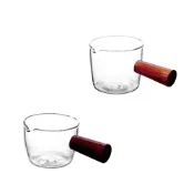【陶說】日式玻璃小奶盅 50ml／100ml 耐熱玻璃小杯 木柄奶盅 蜂蜜盅 醬汁杯 咖啡量杯 茶具