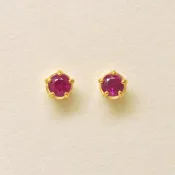【Second Earrings】 18K 黃金紅寶石耳環 (3mm)