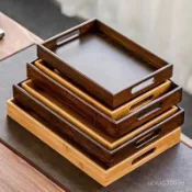 ⚡臺灣爆品⚡託盤日式茶託家用長方形杯託木質燒烤盤水果盤竹託盤烘焙盤木盤子 K8LP