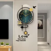 寓偉 創意輕奢擺鐘 北歐時鐘掛牆鐘錶 家用輕奢裝飾創意壁鐘 現代時尚藝術裝飾時鐘 靜音時鐘 牆面裝飾
