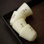 協貿國際日用品生活5館 原礦羊脂玉白瓷茶杯寶石黃陶瓷茶杯品茗杯聞香杯陶瓷茶杯定制logo