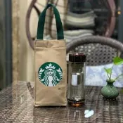 STARBUCKS 星巴克保溫杯帆布袋隨行杯袋咖啡包裝袋手提袋水杯吸管杯套amqkcu