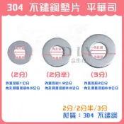 【DIY合作社】附發票 白鐵墊片 304不鏽鋼墊片 華司 2分 2分半 3分