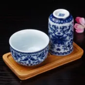 協貿國際日用品生活6館 茗客茶杯陶瓷青花瓷聞香杯套裝功夫茶道主人品茗杯家用不燙手杯托