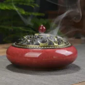 喜挖2店 巖山 家用大號冰裂陶瓷蚊香爐 檀香薰爐香盒蚊香架室內現代盤香爐