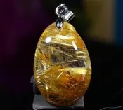 天然高檔 能量寶石 頂級放光 金閃亮 粗絲 鈦晶墜子 ~~ 金光閃閃 財氣逼人 開運招財 事業順利招貴人 ~~ K