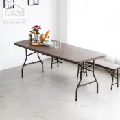 Amos 亞摩斯 180 x 76仿藤手提折疊戶外露營餐桌(不含椅)摺疊桌 折疊桌 露營桌 戶外桌 拜拜桌 DCN008