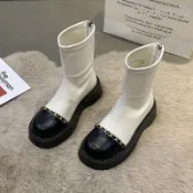 Cinderella 百搭增高複古鬆糕厚底英倫風瘦腿靴秋冬單靴  馬丁鞋 馬丁靴女 綁帶短筒馬丁靴 中筒馬丁靴 增高靴