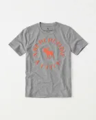 美國百分百【Abercrombie & Fitch】T恤 AF 短袖 麋鹿 大logo 女 男 情侶裝 灰色 XS S號 青年版 H992