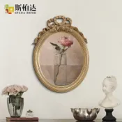 協貿國際日用品生活1館 美式古典花卉圓框壁畫歐式玄關裝飾畫復古玫瑰花小眾輕奢油畫掛畫