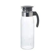 【HARIO】日本耐熱玻璃冷水壺-附把直立式-1.4L-灰蓋-日本製(RPLN-14-CGR)