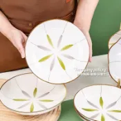 綠芽 盤子 陶瓷盤 陶瓷碗 陶瓷 花邊盤子 造型盤子 水果碗 沙拉碗 沙拉盤 花邊碗 魚盤 菜盤 陶瓷盤子 陶瓷盆