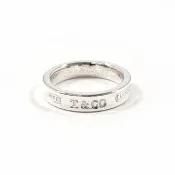 【日本直送 二手美品】7.5 號 蒂芙尼 TIFFANY&Co. 戒指 1837 Narrow 寬版 銀 925 飾品 已拋光 女仕