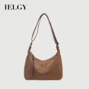 IELGY 女士斜背包 復古尚單肩麂皮餃子包 通勤