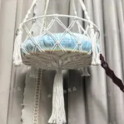 【手工編織貓吊床】 貓吊籃 貓窩 貓鞦韆 寵物吊床 手工編織貓吊床 懸掛貓窩 貓咪睡窩 寵物休閒吊椅 波西米亞風貓窩